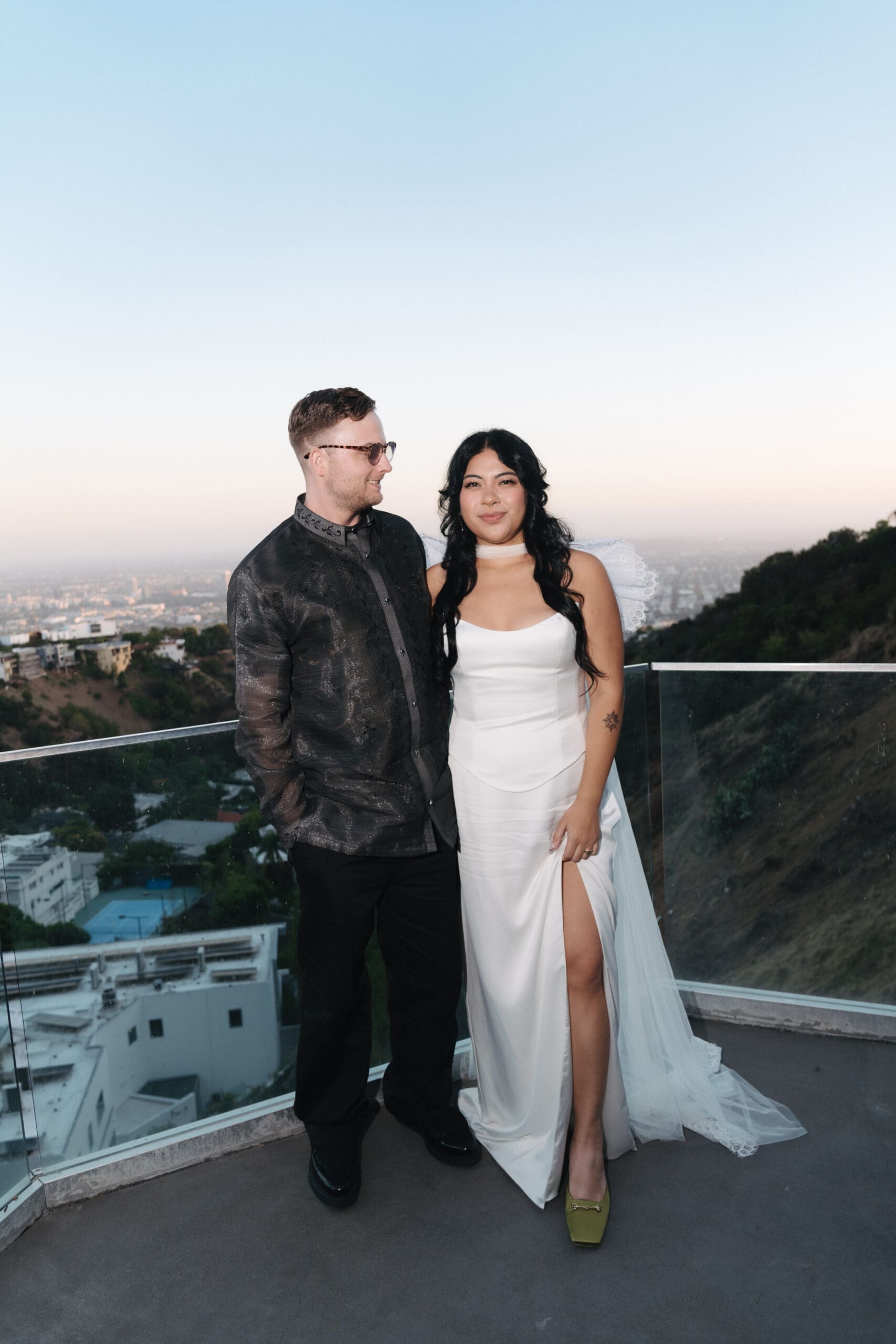 Sunset flash couples portraits in Hollywood Hills, CA